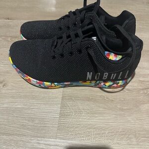 NOBULL Outwork Black Wild Trainer Sneaker Shoe Rainbow Multi Color Sz 9.5owmens